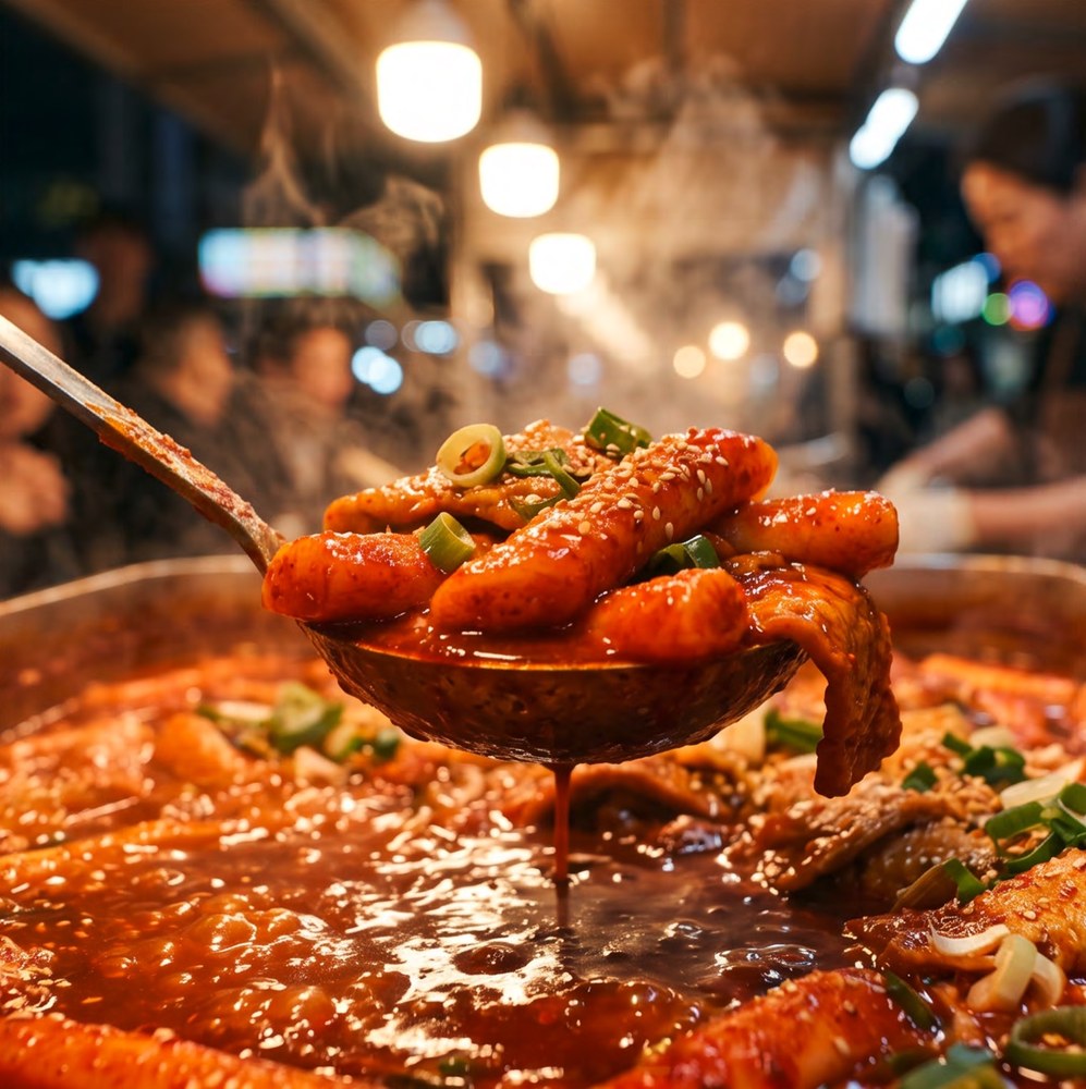 떡볶이(한국의 대표 길거리 음식) — 따뜻하고 달콤한 길거리 간식의 유혹에 푹 빠져 보세요.